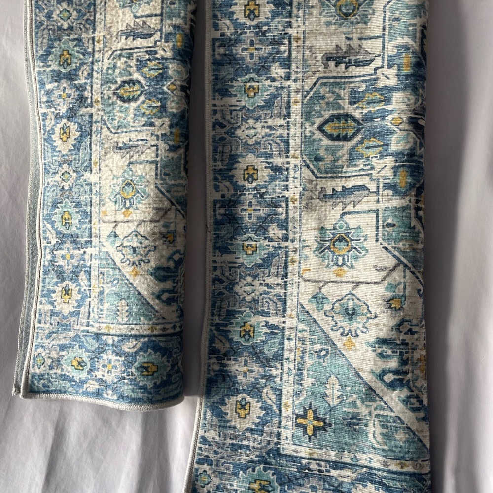 Blue and Cream Patterned Rug